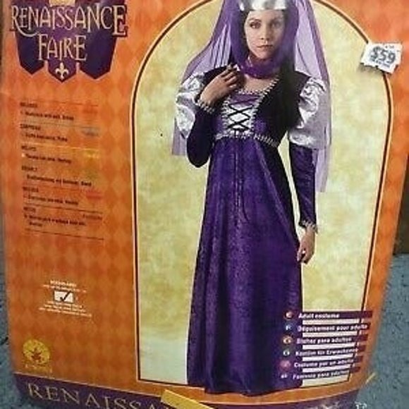 Renaissance Queen Medieval Purple Gown Medium Womens - Picture 6 of 9